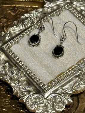 Black Onyx Sterling Silver S925 Dangle Earrings